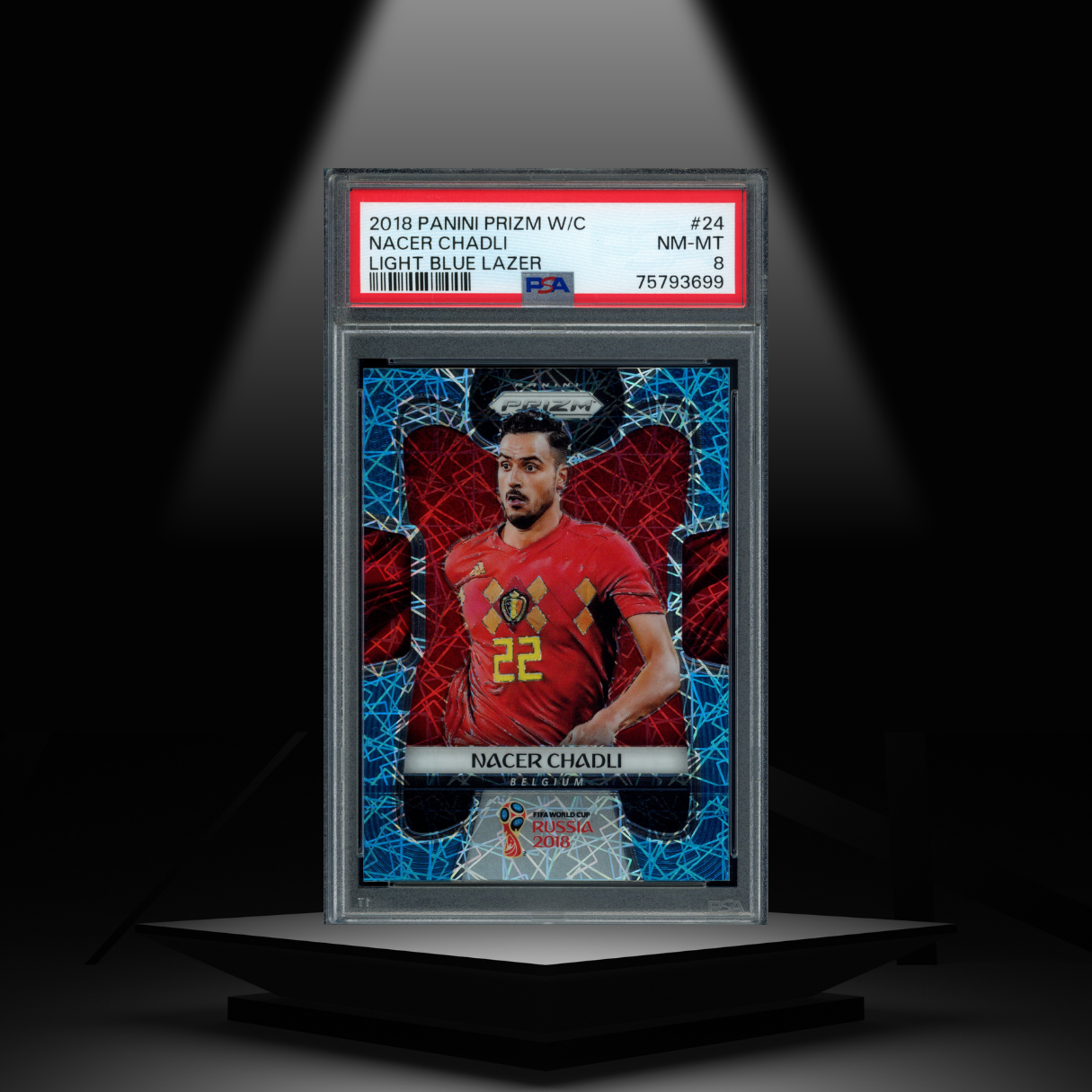 2018 PANINI PRIZM WORLD CUP NACER CHADLI #/125 PSA8 – CTRL CARDS