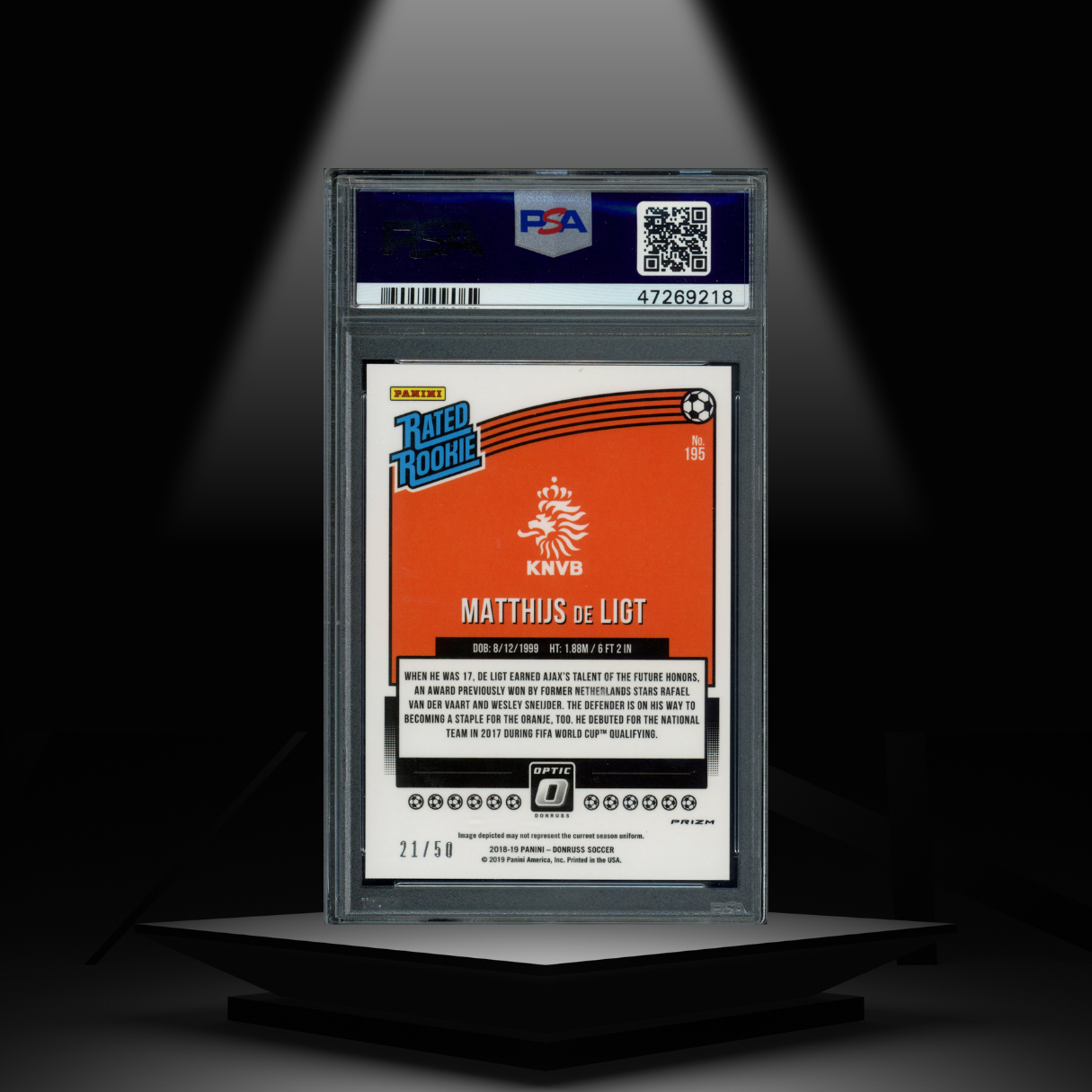 2018-19 PANINI DONRUSS MATTHIJS DE LIGT #/50 PSA9 RC