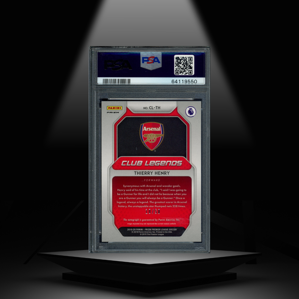 2019-20 PANINI PRIZM THIERRY HENRY #/50 PSA10 AUTOGRAPH