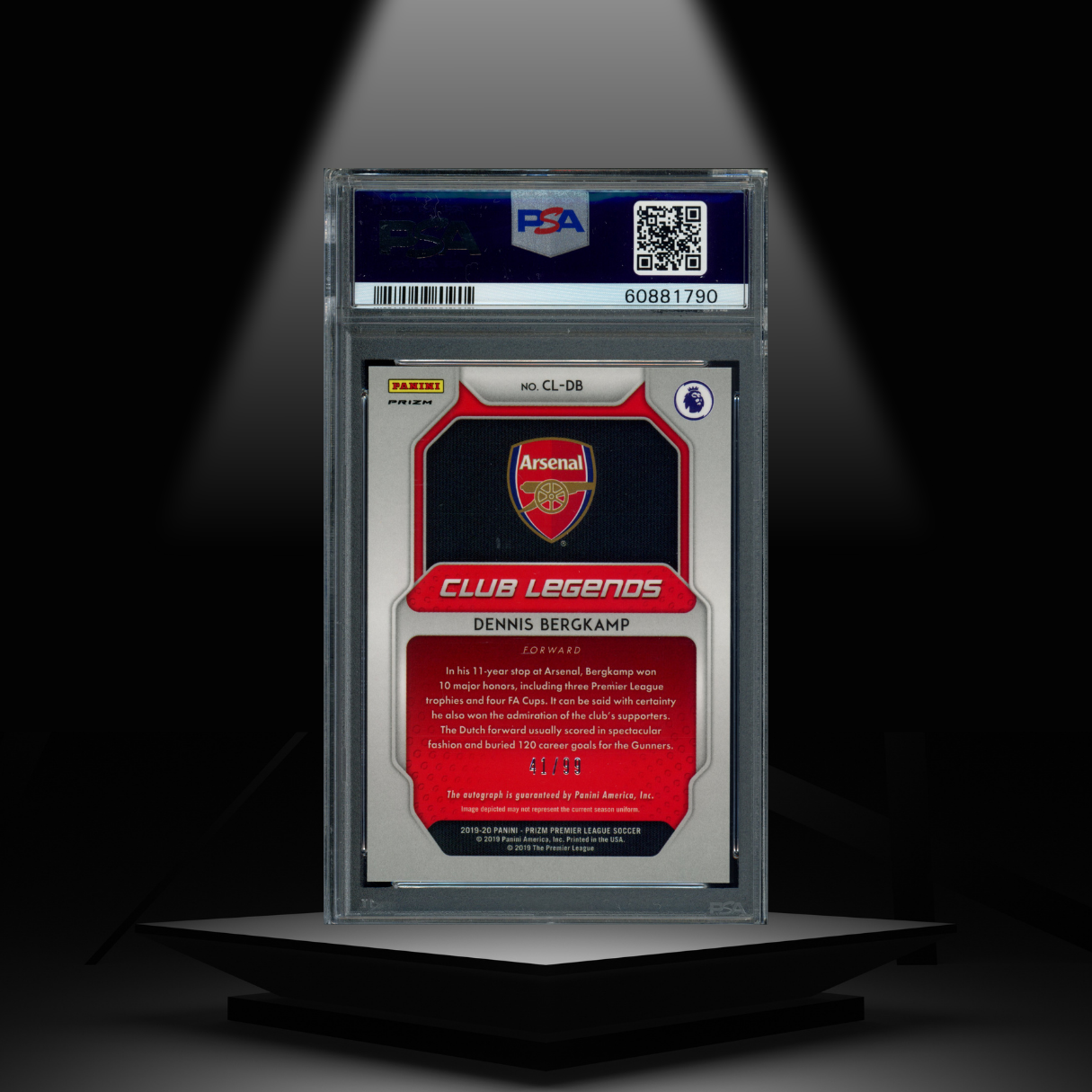 2019-20 PANINI PRIZM DENNIS BERGKAMP #/99 PSA10 AUTOGRAPH