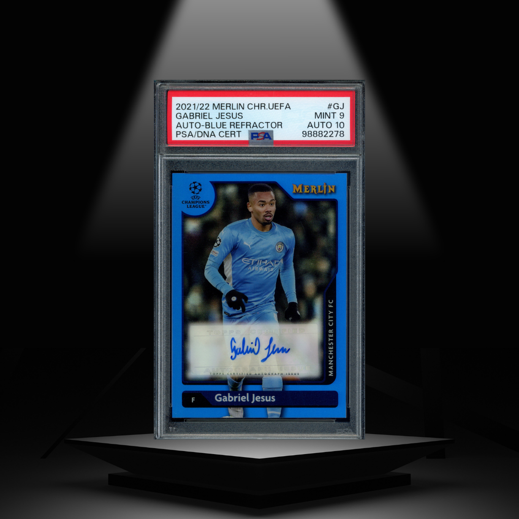 2021-22 TOPPS MERLIN GABRIEL JESUS #/75 PSA9 AUTOGRAPH PSA10