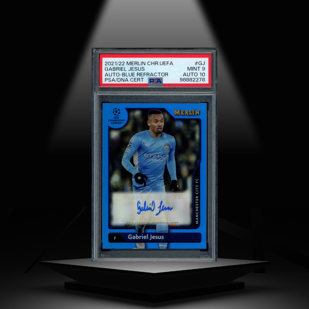 2021-22 TOPPS MERLIN GABRIEL JESUS #/75 PSA9 AUTOGRAPH PSA10