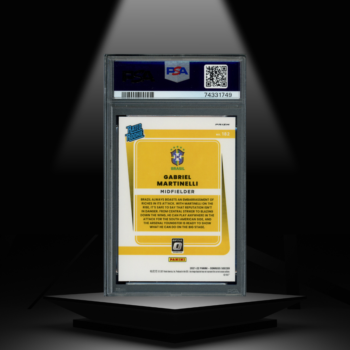 2021-22 PANINI DONRUSS ROAD TO QATAR GABRIEL MARTINELLI PSA8 RC