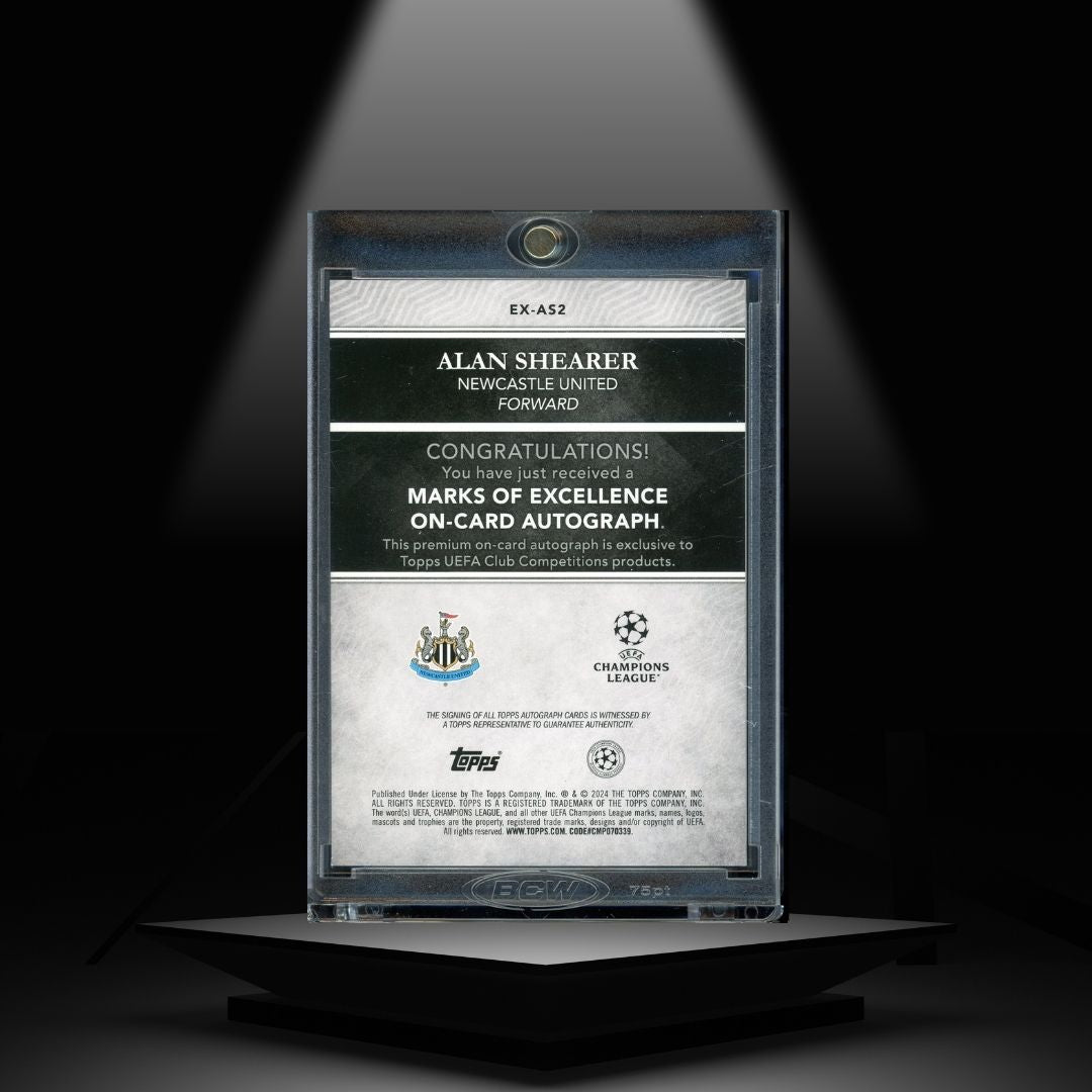 2023-24 TOPPS MERLIN UCC ALAN SHEARER #/50 AUTOGRAPH