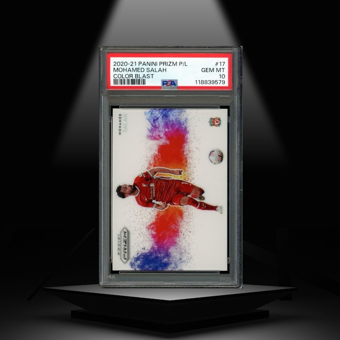 2020-21 PANINI PRIZM PREMIER LEAGUE MOHAMED SALAH PSA10 COLOR BLAST