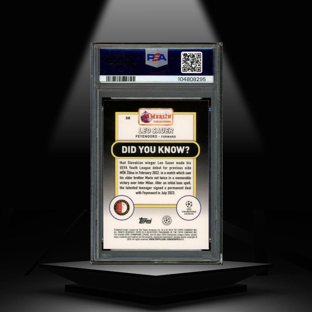 2023-24 TOPPS MERLIN UCC LEO SAUER #/25 PSA9 RC
