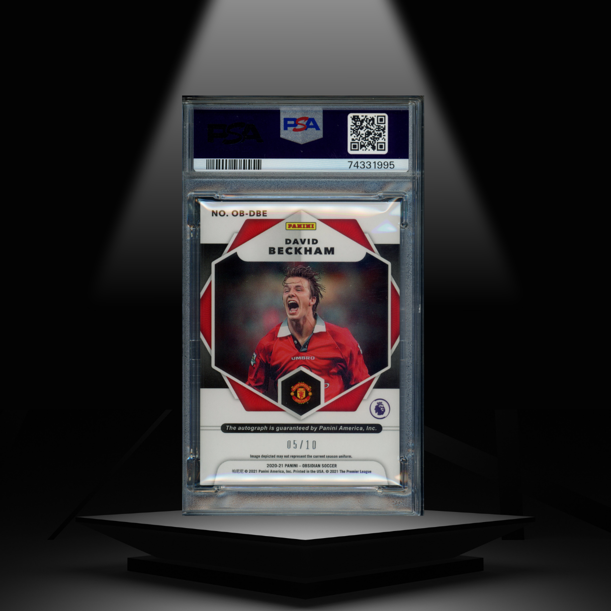 2020-21 PANINI OBSIDIAN DAVID BECKHAM #/10 PSA9 AUTOGRAPH PSA10
