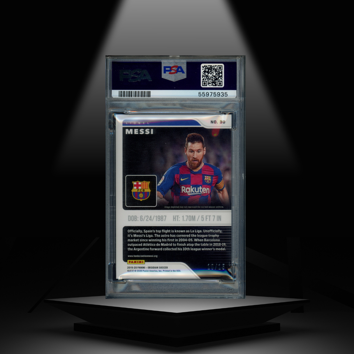 2019-20 PANINI OBSIDIAN LIONEL MESSI #/15 PSA9