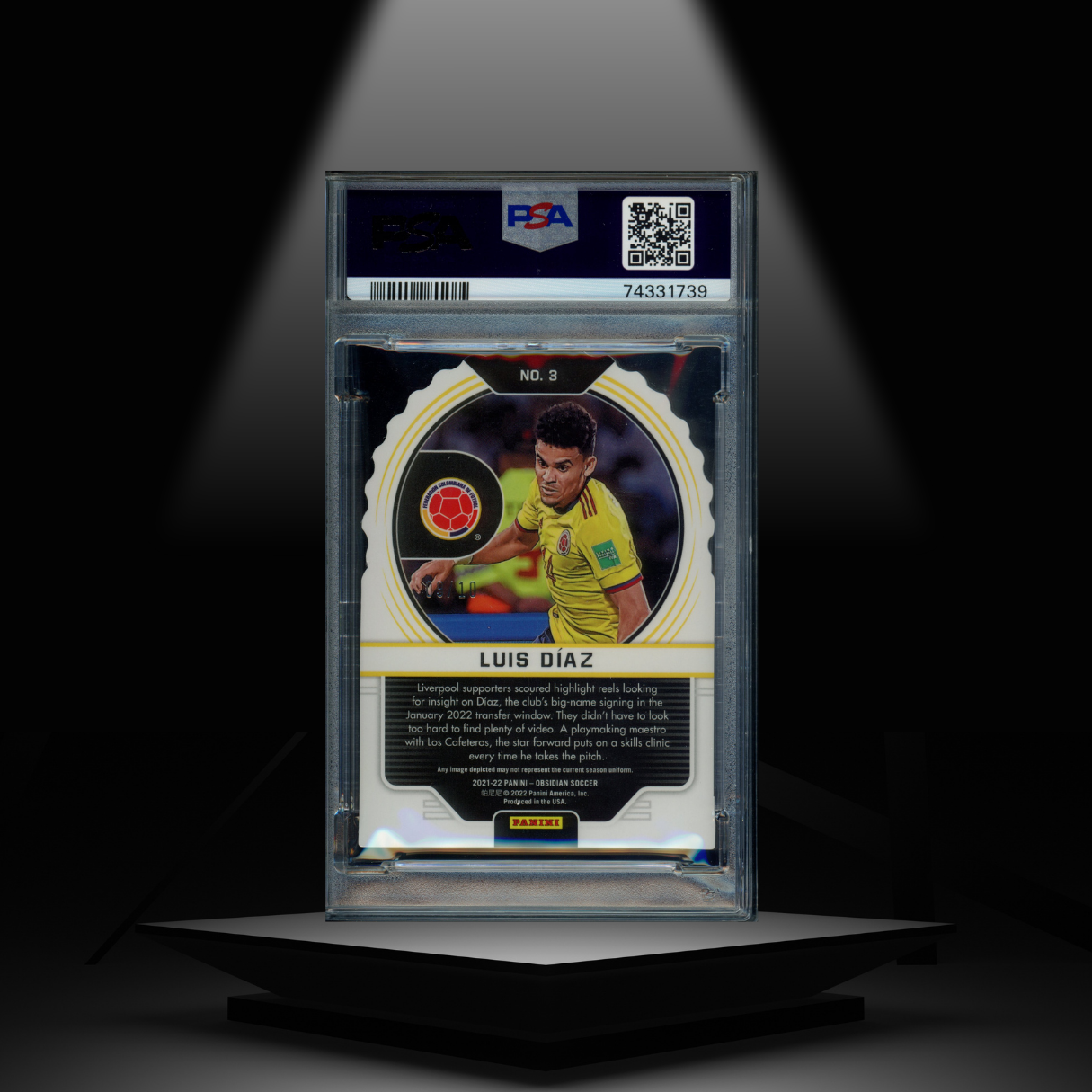 2021-22 PANINI OBSIDIAN LUIS DIAZ #/10 PSA9 DIE CUT