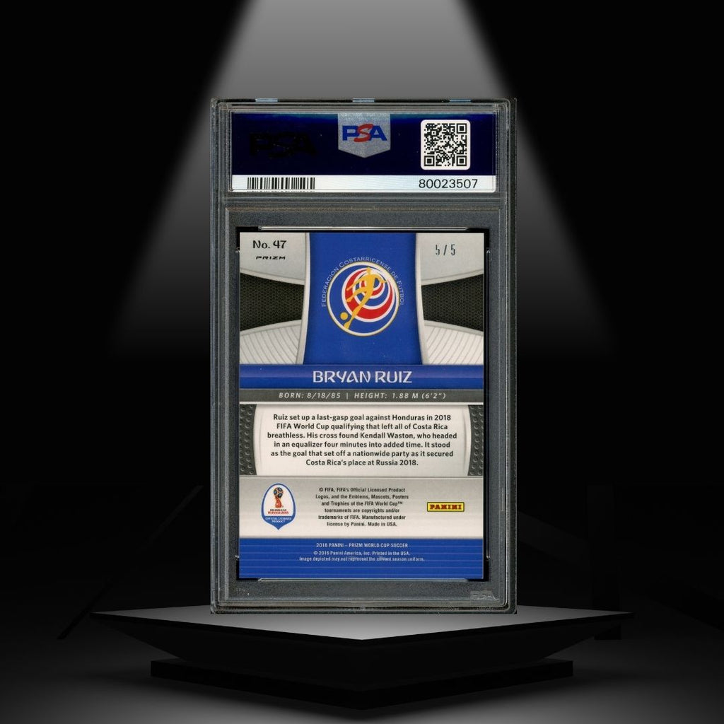 2018 PANINI PRIZM WORLD CUP BRYAN RUIZ #/5 PSA9