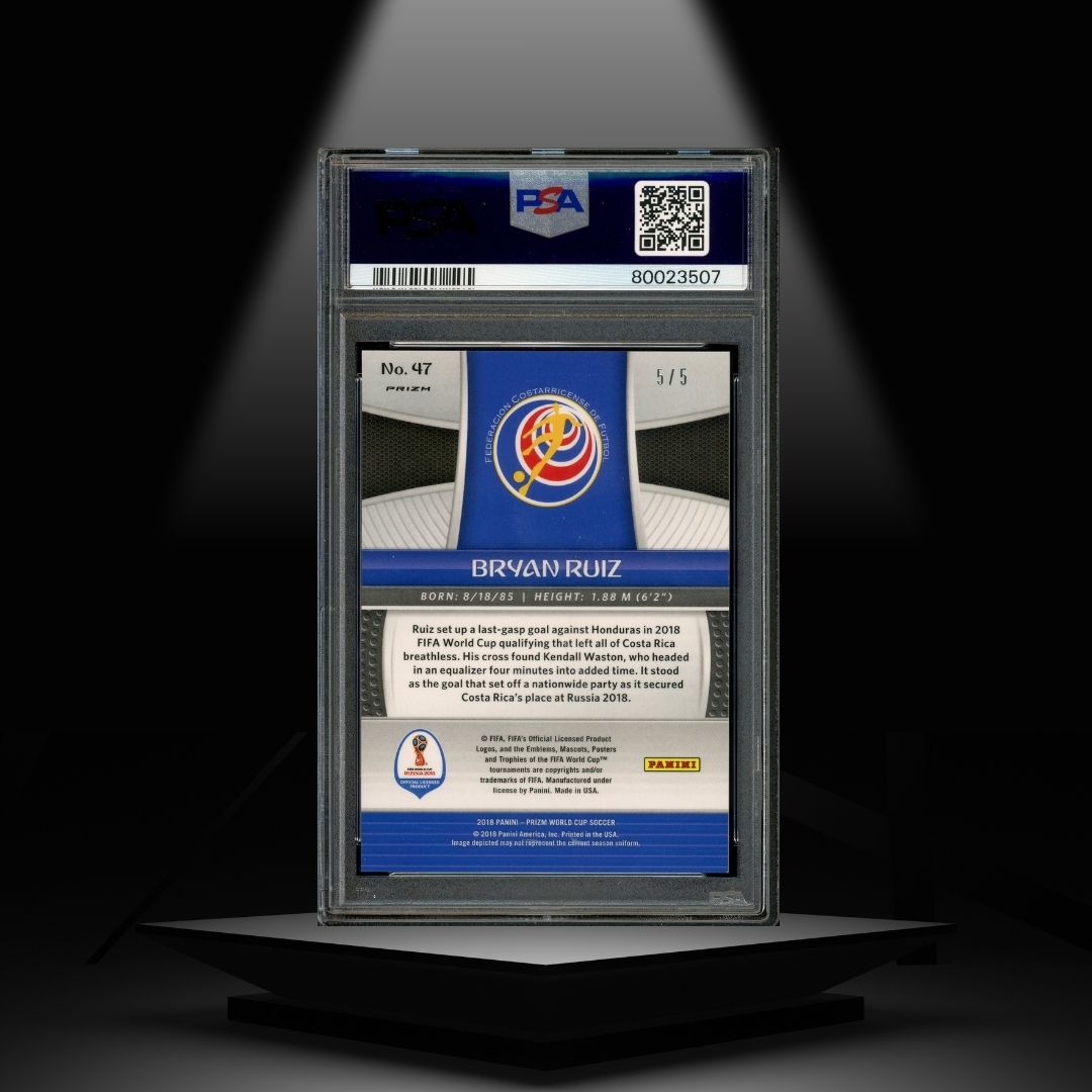 2018 PANINI PRIZM WORLD CUP BRYAN RUIZ #/5 PSA9